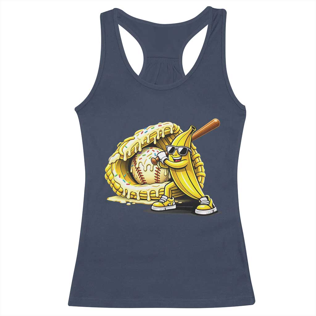 Baseball Banana Racerback Tank Top Funny Baseball Glove Drip Kids Youth Boys Girls TS10 Navy Print Your Wear