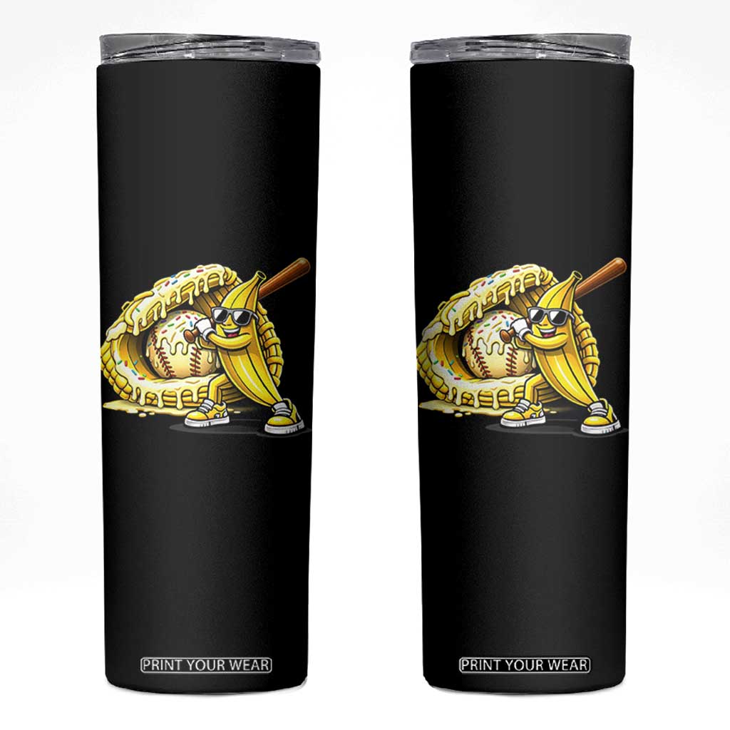 Baseball Banana Skinny Tumbler Funny Baseball Glove Drip Kids Youth Boys Girls TS10 Black Print Your Wear