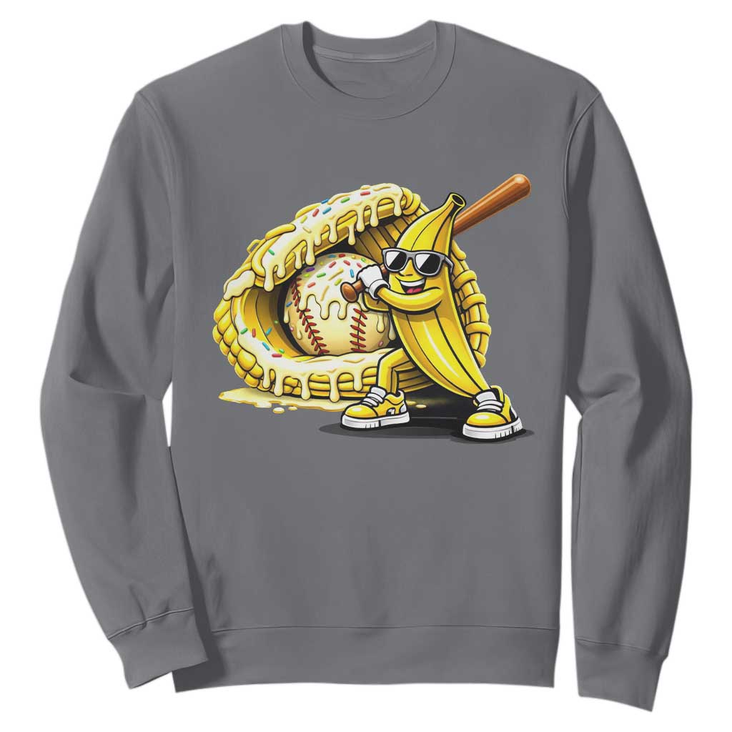Baseball Banana Sweatshirt Funny Baseball Glove Drip Kids Youth Boys Girls TS10 Charcoal Print Your Wear