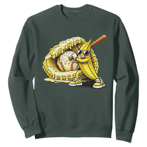 Baseball Banana Sweatshirt Funny Baseball Glove Drip Kids Youth Boys Girls TS10 Dark Forest Green Print Your Wear