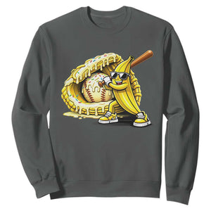 Baseball Banana Sweatshirt Funny Baseball Glove Drip Kids Youth Boys Girls TS10 Dark Heather Print Your Wear
