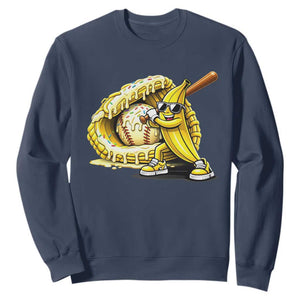 Baseball Banana Sweatshirt Funny Baseball Glove Drip Kids Youth Boys Girls TS10 Navy Print Your Wear