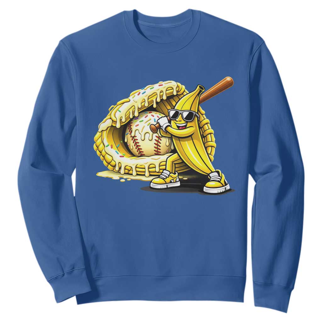 Baseball Banana Sweatshirt Funny Baseball Glove Drip Kids Youth Boys Girls TS10 Royal Blue Print Your Wear
