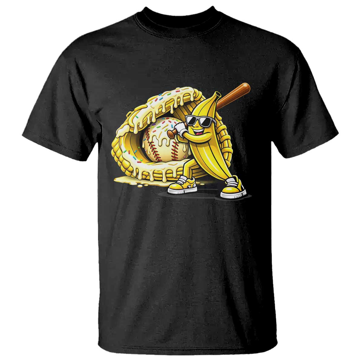 Baseball Banana T Shirt Funny Baseball Glove Drip Kids Youth Boys Girls TS10 Black Print Your Wear