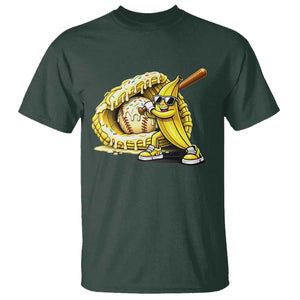 Baseball Banana T Shirt Funny Baseball Glove Drip Kids Youth Boys Girls TS10 Dark Forest Green Print Your Wear