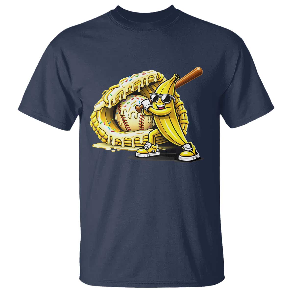Baseball Banana T Shirt Funny Baseball Glove Drip Kids Youth Boys Girls TS10 Navy Print Your Wear