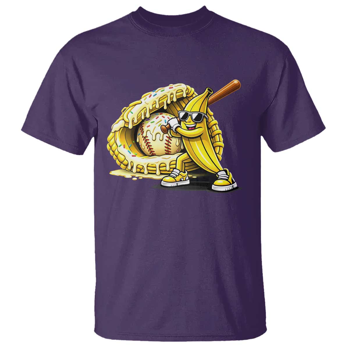 Baseball Banana T Shirt Funny Baseball Glove Drip Kids Youth Boys Girls TS10 Purple Print Your Wear