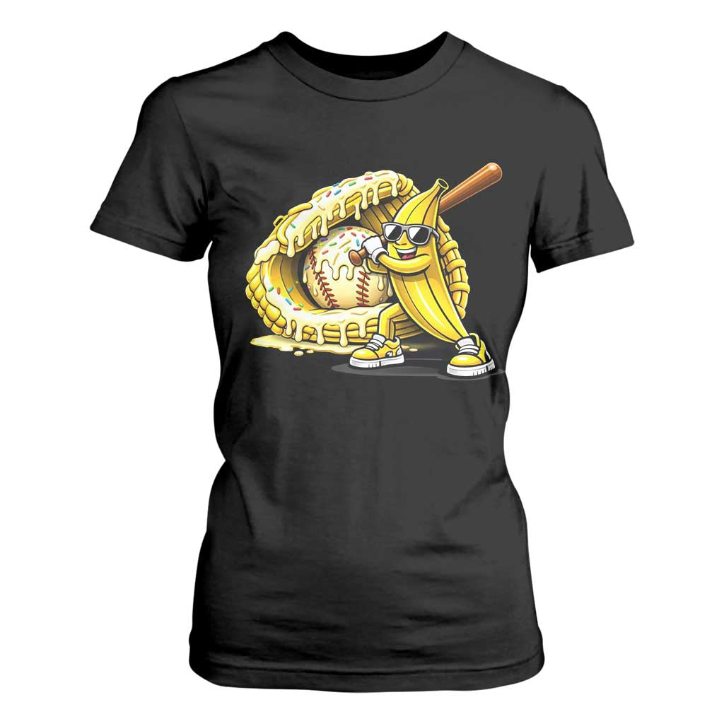 Baseball Banana T Shirt For Women Funny Baseball Glove Drip Kids Youth Boys Girls TS10 Black Print Your Wear