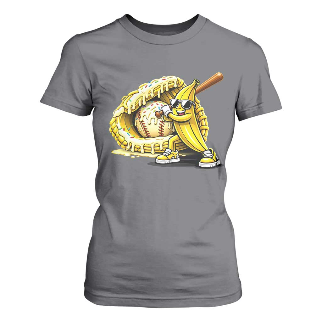 Baseball Banana T Shirt For Women Funny Baseball Glove Drip Kids Youth Boys Girls TS10 Charcoal Print Your Wear