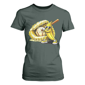 Baseball Banana T Shirt For Women Funny Baseball Glove Drip Kids Youth Boys Girls TS10 Dark Forest Green Print Your Wear