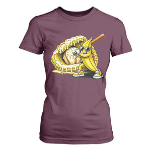 Baseball Banana T Shirt For Women Funny Baseball Glove Drip Kids Youth Boys Girls TS10 Maroon Print Your Wear