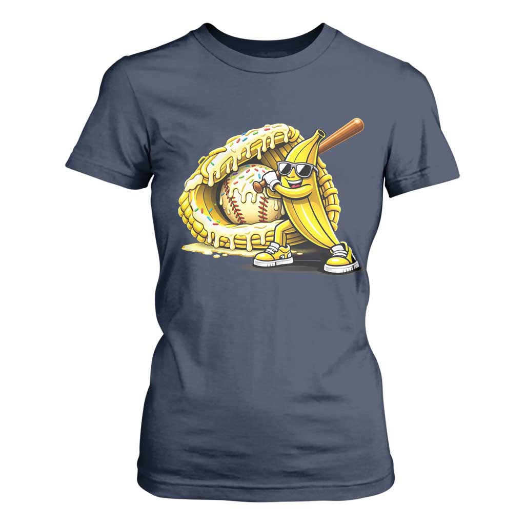 Baseball Banana T Shirt For Women Funny Baseball Glove Drip Kids Youth Boys Girls TS10 Navy Print Your Wear