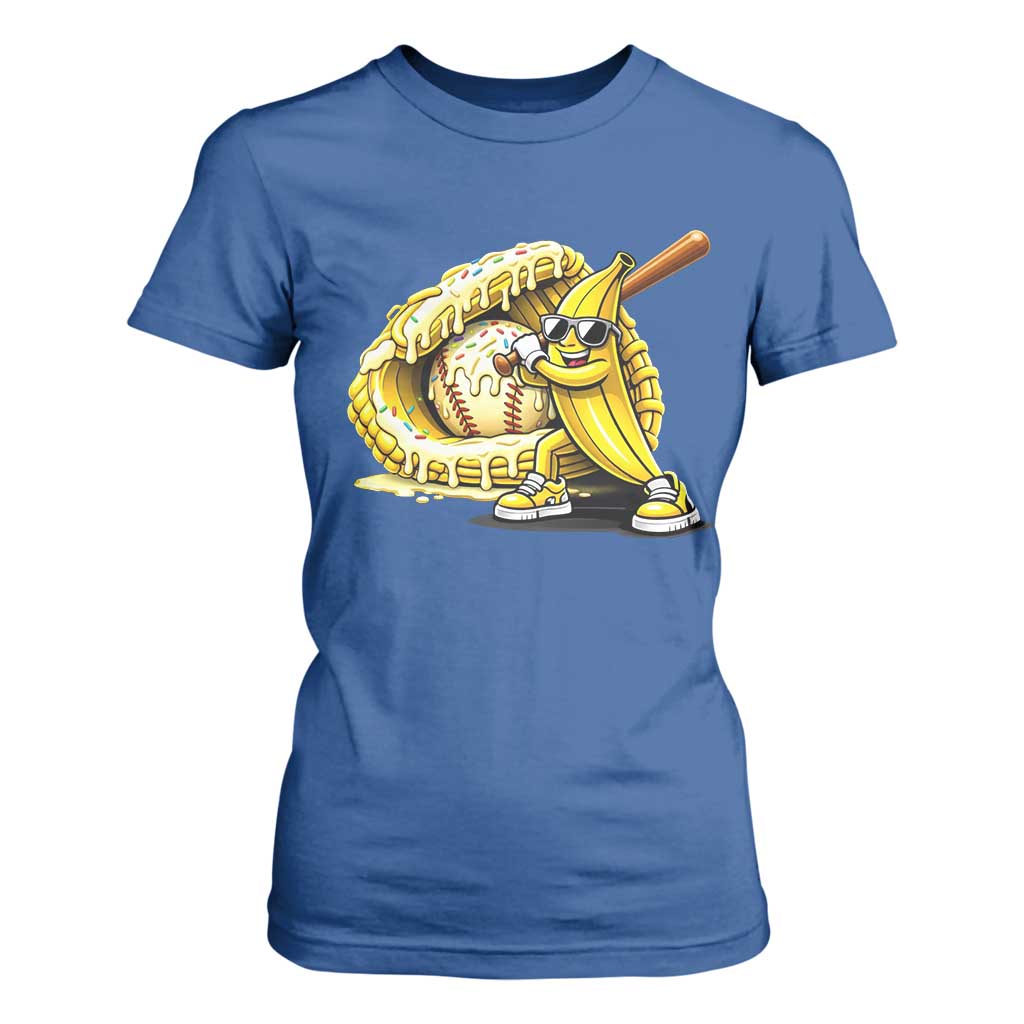 Baseball Banana T Shirt For Women Funny Baseball Glove Drip Kids Youth Boys Girls TS10 Royal Blue Print Your Wear