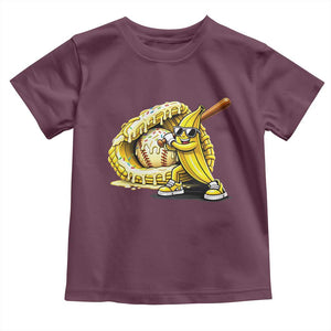 Baseball Banana Toddler T Shirt Funny Baseball Glove Drip Kids Youth Boys Girls TS10 Maroon Print Your Wear