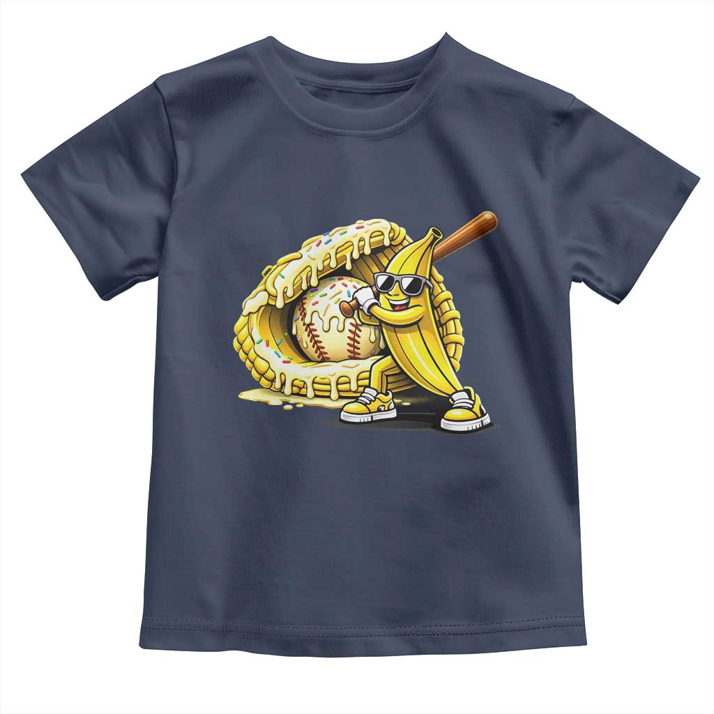 Baseball Banana Toddler T Shirt Funny Baseball Glove Drip Kids Youth Boys Girls TS10 Navy Print Your Wear