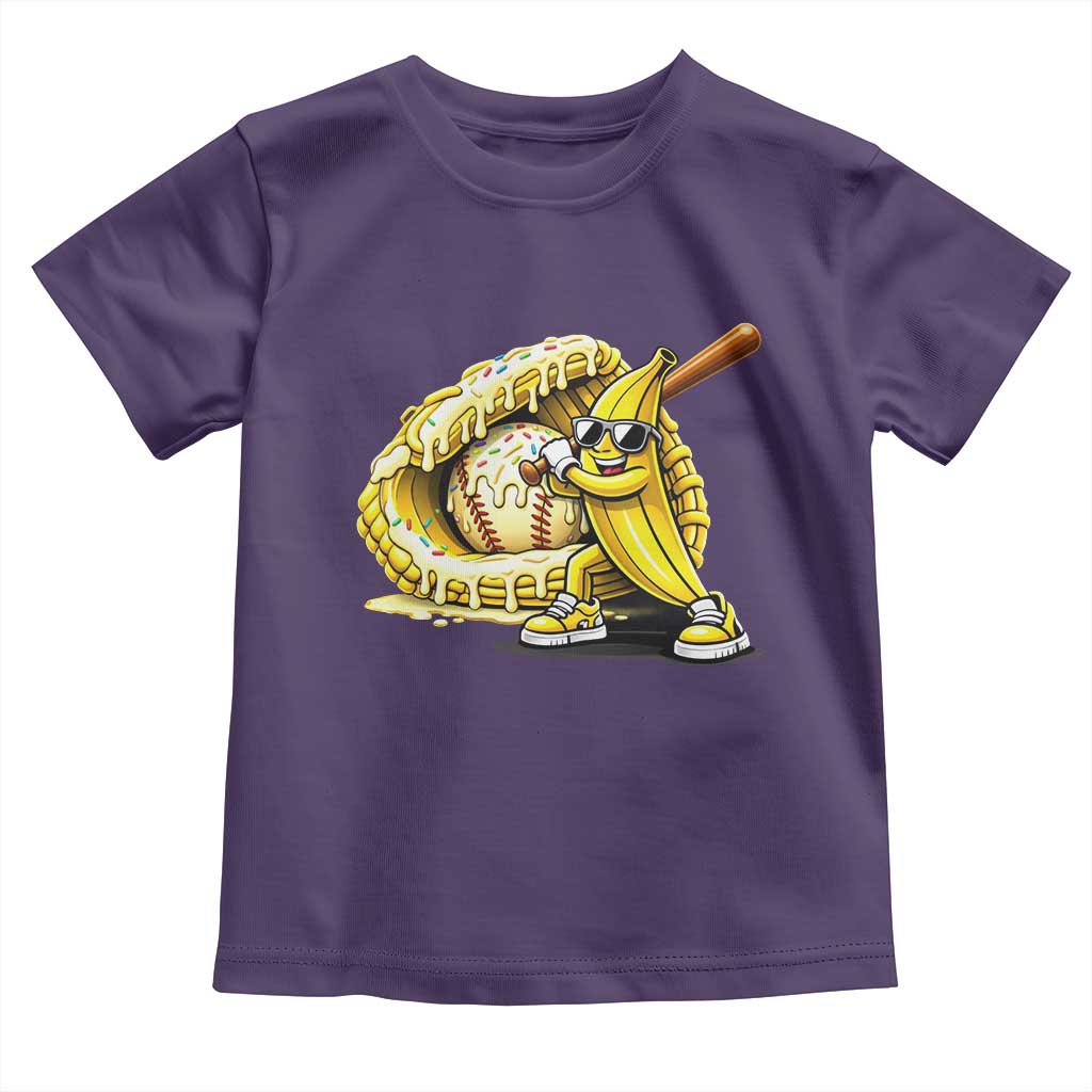 Baseball Banana Toddler T Shirt Funny Baseball Glove Drip Kids Youth Boys Girls TS10 Purple Print Your Wear