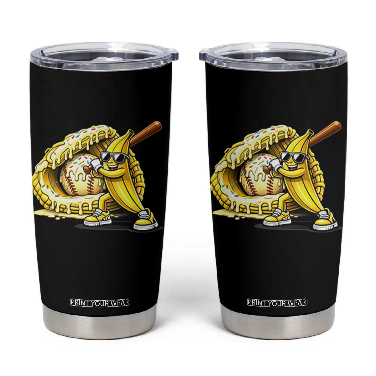 Baseball Banana Tumbler Cup Funny Baseball Glove Drip Kids Youth Boys Girls TS10 Black Print Your Wear