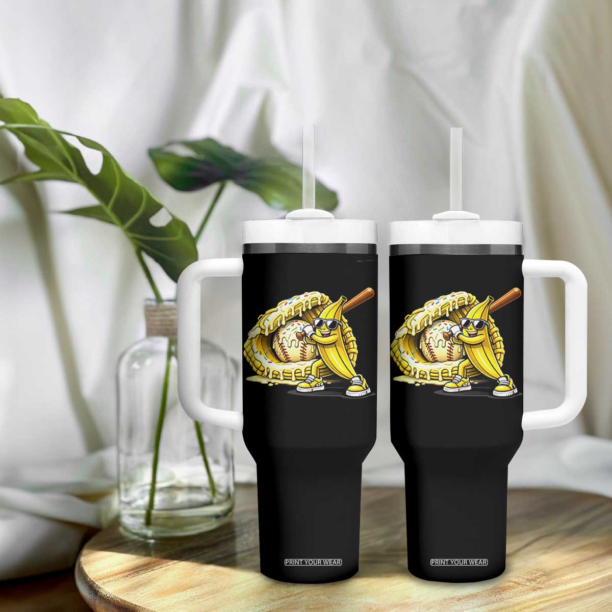 Baseball Banana Tumbler With Handle Funny Baseball Glove Drip Kids Youth Boys Girls TS10 Print Your Wear