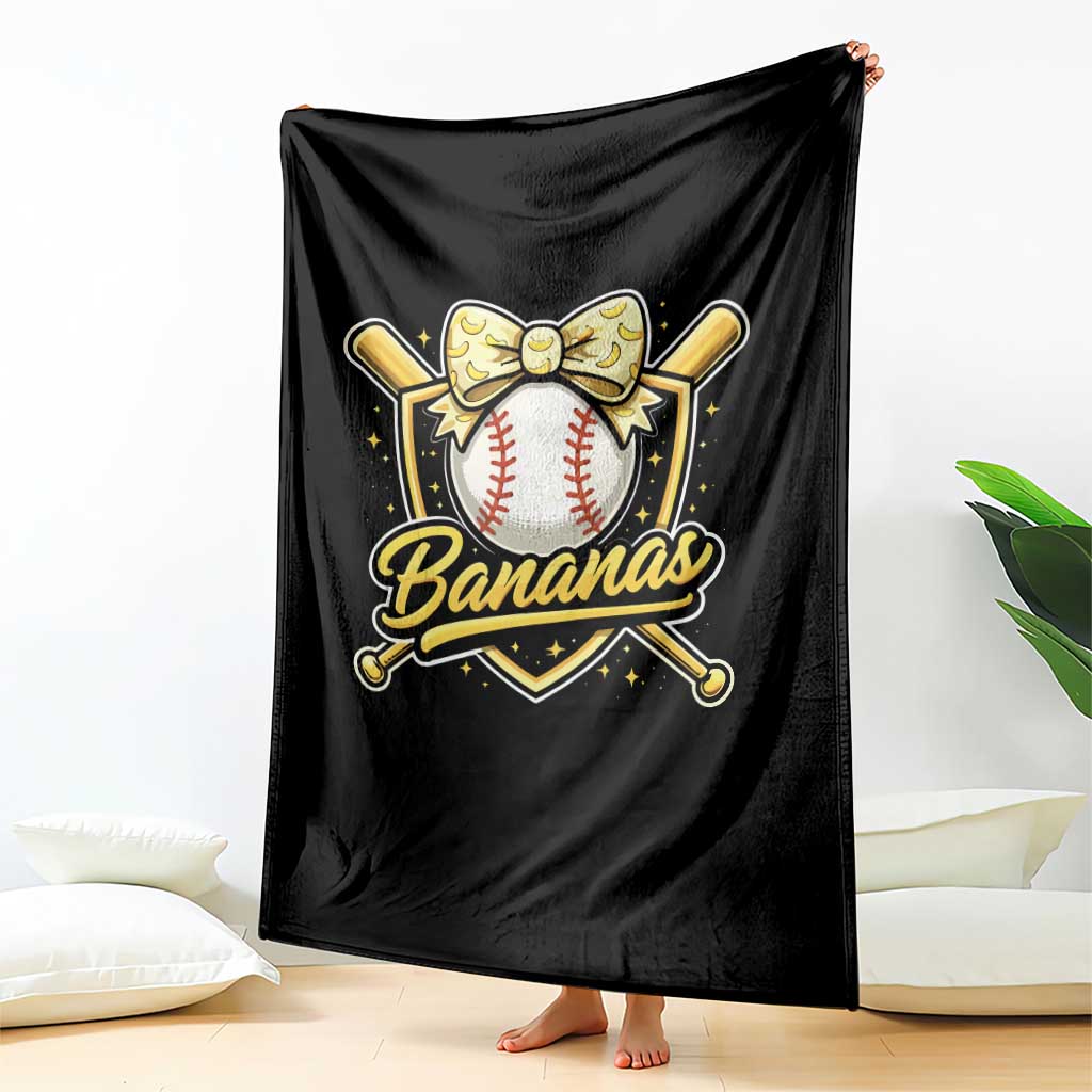 Bananas Coquette Bow Throw Blanket Baseball Bats Banana Lovers Women Girls Kids TS10 Print Your Wear