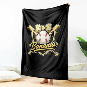 Bananas Coquette Bow Throw Blanket Baseball Bats Banana Lovers Women Girls Kids TS10 Print Your Wear