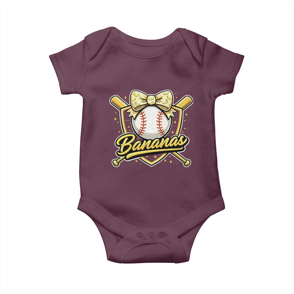 Bananas Coquette Bow Baby Onesie Baseball Bats Banana Lovers Women Girls Kids TS10 Maroon Print Your Wear