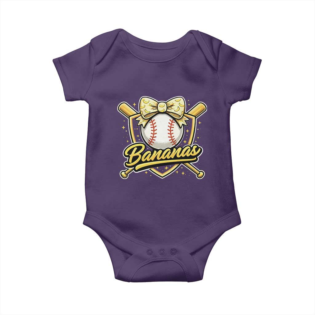 Bananas Coquette Bow Baby Onesie Baseball Bats Banana Lovers Women Girls Kids TS10 Purple Print Your Wear