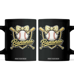Bananas Coquette Bow Coffee Mug Baseball Bats Banana Lovers Women Girls Kids TS10 Black Print Your Wear