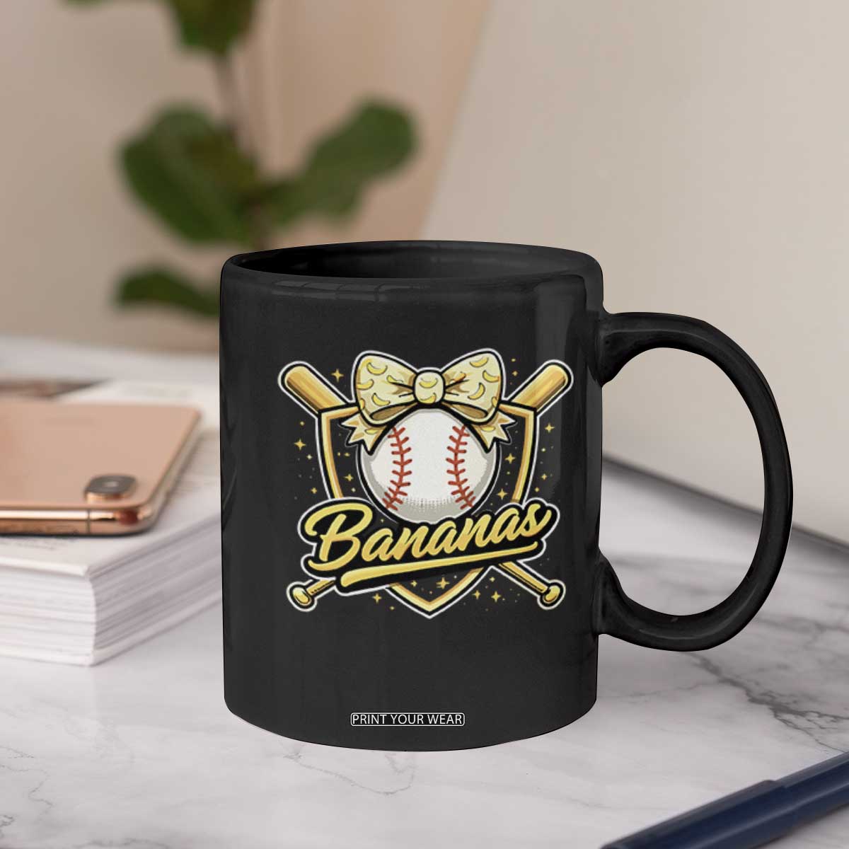 Bananas Coquette Bow Coffee Mug Baseball Bats Banana Lovers Women Girls Kids TS10 Print Your Wear