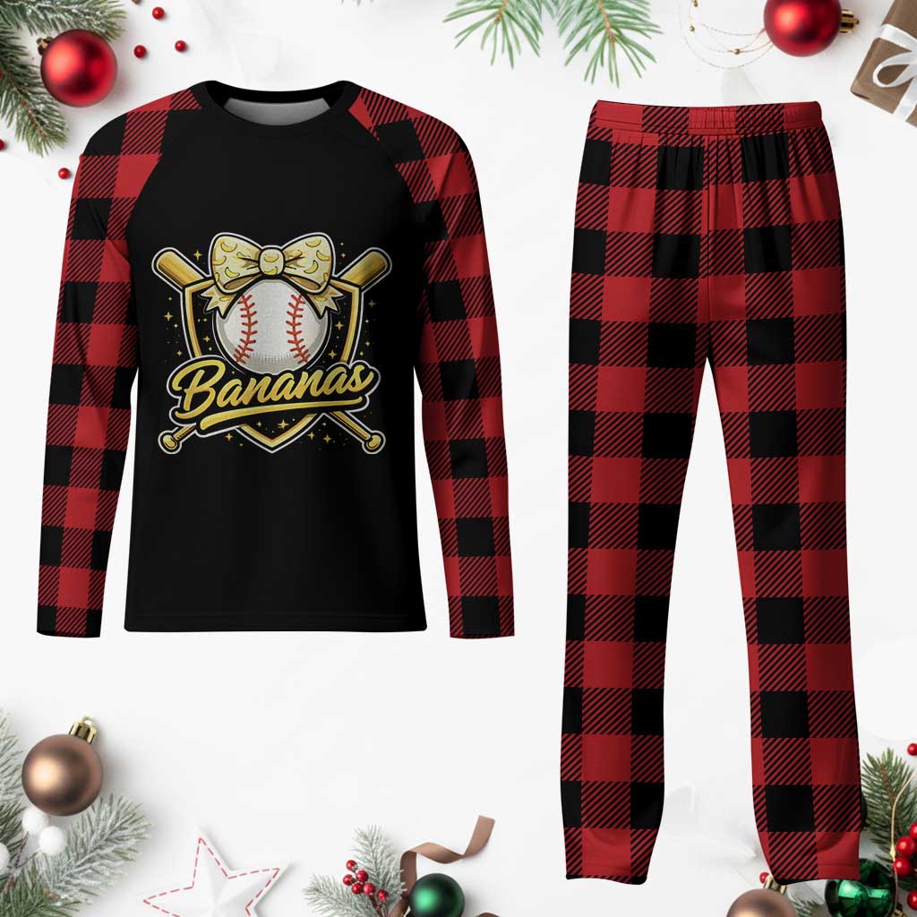 Bananas Coquette Bow Plaid Pajama Set Baseball Bats Banana Lovers Women Girls Kids TS10 Buffalo Plaid Print Your Wear