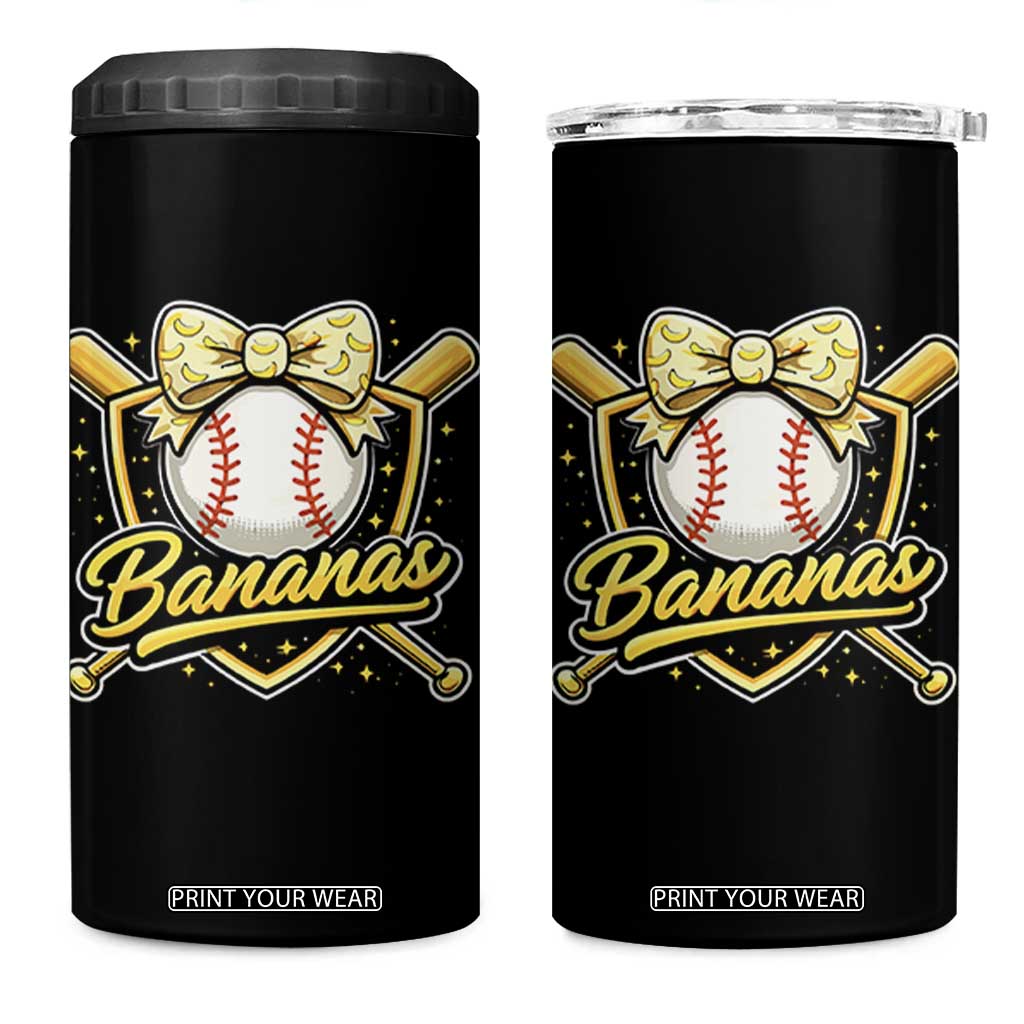 Bananas Coquette Bow 4 in 1 Can Cooler Tumbler Baseball Bats Banana Lovers Women Girls Kids TS10 One Size: 16 oz Black Print Your Wear