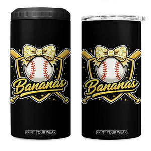 Bananas Coquette Bow 4 in 1 Can Cooler Tumbler Baseball Bats Banana Lovers Women Girls Kids TS10 One Size: 16 oz Black Print Your Wear