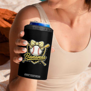 Bananas Coquette Bow 4 in 1 Can Cooler Tumbler Baseball Bats Banana Lovers Women Girls Kids TS10 Print Your Wear
