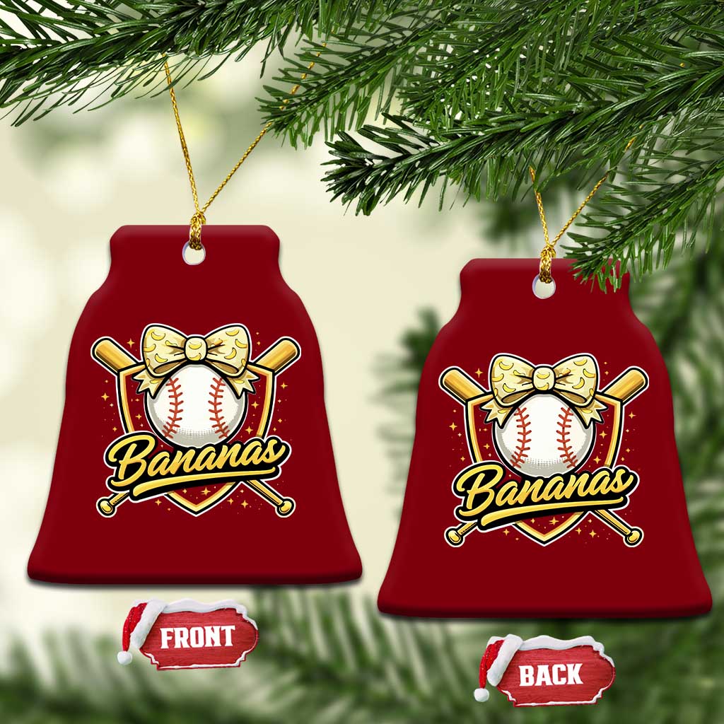 Bananas Coquette Bow Ceramic Ornament Baseball Bats Banana Lovers Women Girls Kids TS10 Print Your Wear