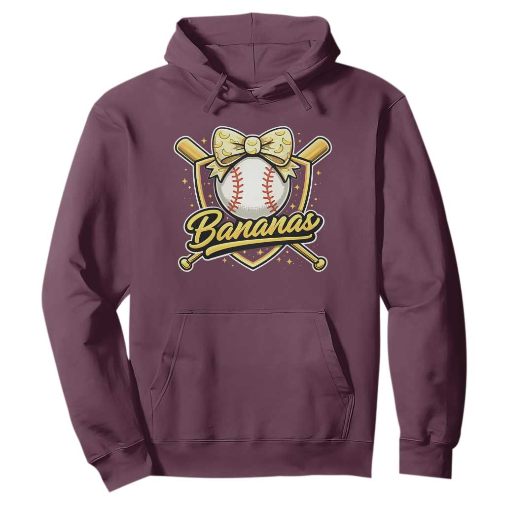 Bananas Coquette Bow Hoodie Baseball Bats Banana Lovers Women Girls Kids TS10 Maroon Print Your Wear