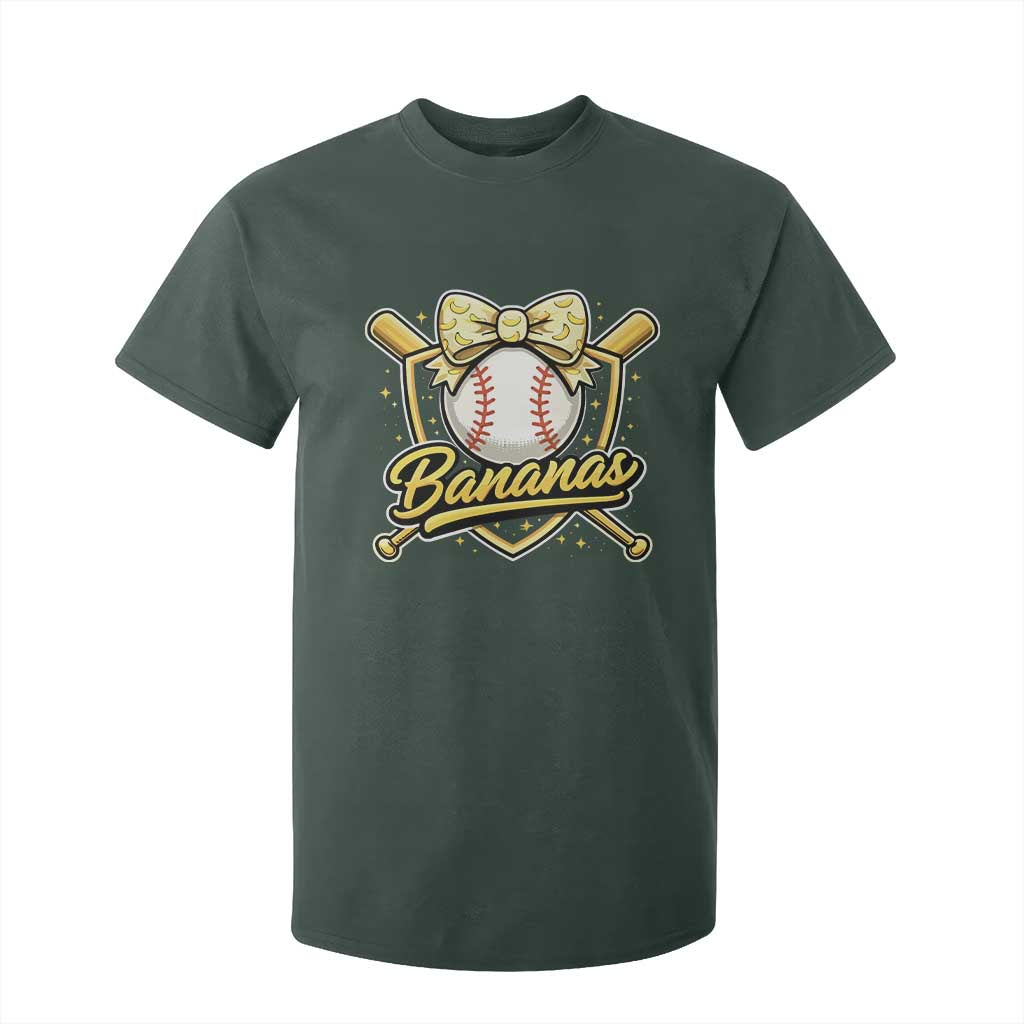 Bananas Coquette Bow T Shirt For Kid Baseball Bats Banana Lovers Women Girls Kids TS10 Dark Forest Green Print Your Wear