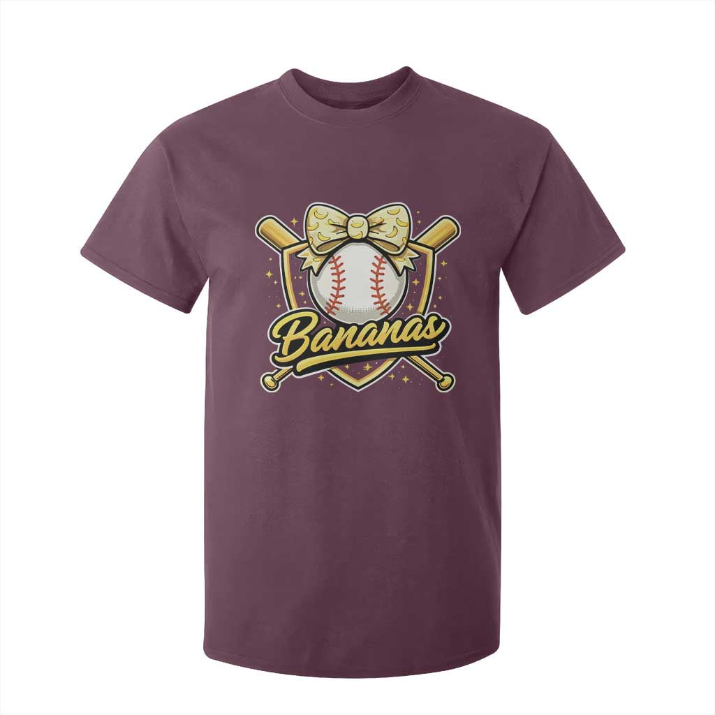 Bananas Coquette Bow T Shirt For Kid Baseball Bats Banana Lovers Women Girls Kids TS10 Maroon Print Your Wear