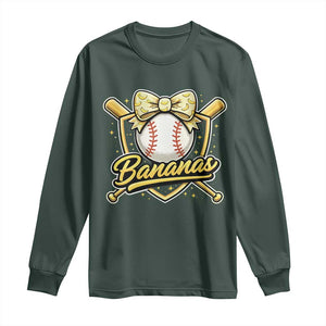 Bananas Coquette Bow Long Sleeve Shirt Baseball Bats Banana Lovers Women Girls Kids TS10 Dark Forest Green Print Your Wear