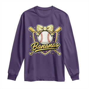 Bananas Coquette Bow Long Sleeve Shirt Baseball Bats Banana Lovers Women Girls Kids TS10 Purple Print Your Wear