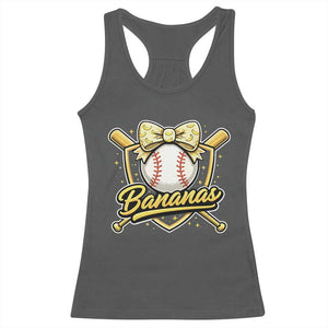 Bananas Coquette Bow Racerback Tank Top Baseball Bats Banana Lovers Women Girls Kids TS10 Dark Heather Print Your Wear