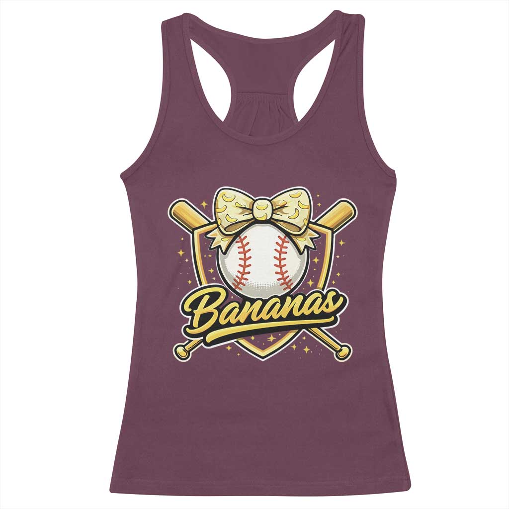 Bananas Coquette Bow Racerback Tank Top Baseball Bats Banana Lovers Women Girls Kids TS10 Maroon Print Your Wear