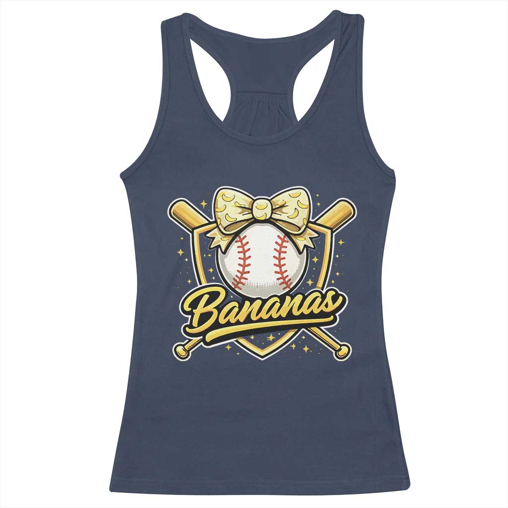 Bananas Coquette Bow Racerback Tank Top Baseball Bats Banana Lovers Women Girls Kids TS10 Navy Print Your Wear