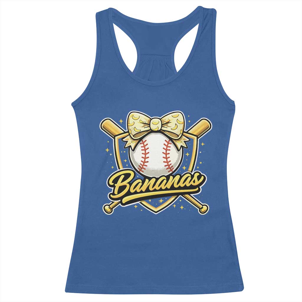 Bananas Coquette Bow Racerback Tank Top Baseball Bats Banana Lovers Women Girls Kids TS10 Royal Blue Print Your Wear