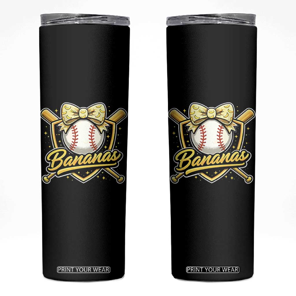 Bananas Coquette Bow Skinny Tumbler Baseball Bats Banana Lovers Women Girls Kids TS10 Black Print Your Wear