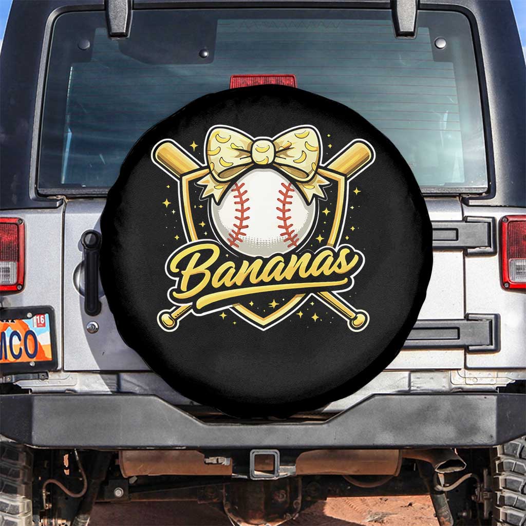 Bananas Coquette Bow Spare Tire Cover Baseball Bats Banana Lovers Women Girls Kids TS10 No hole Black Print Your Wear