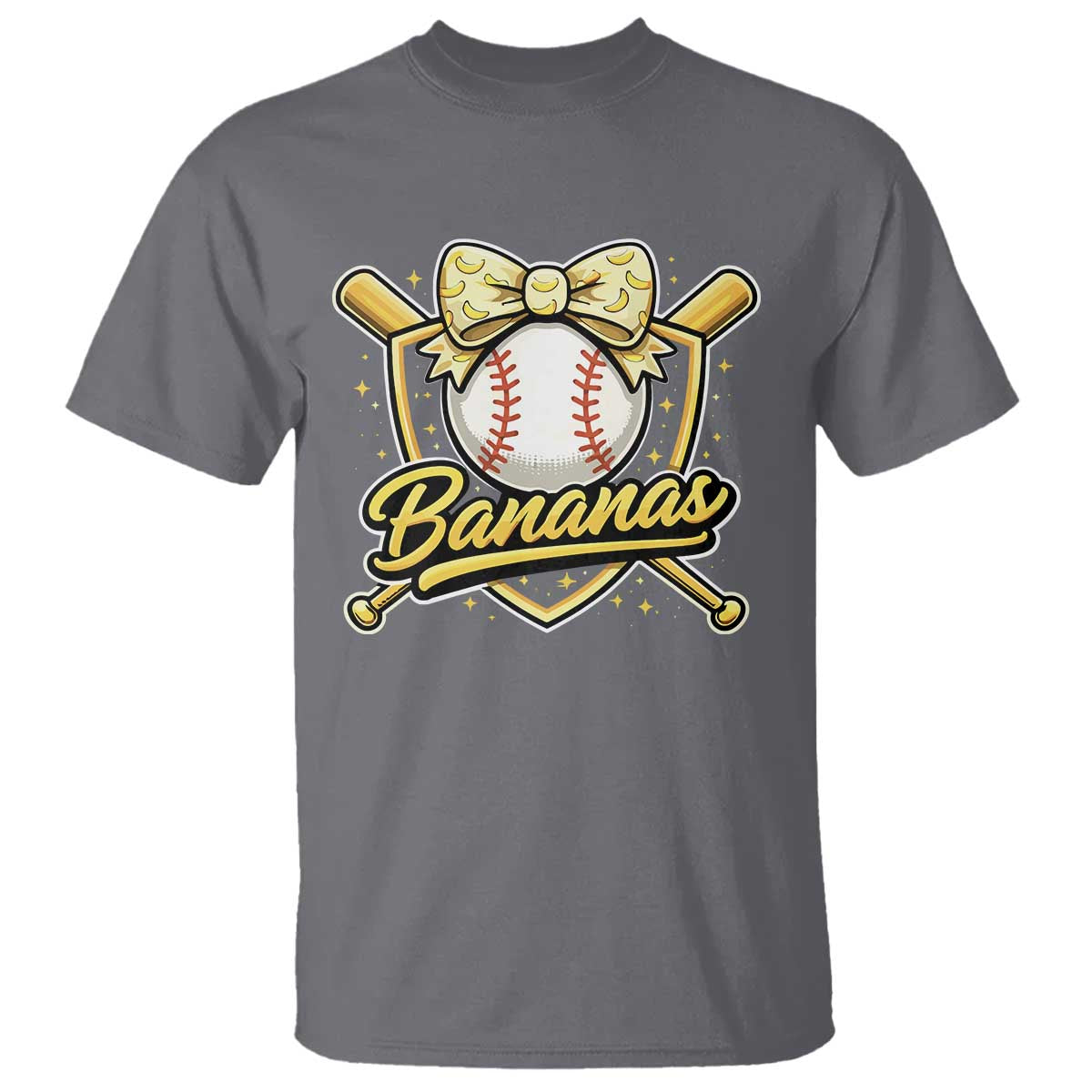 Bananas Coquette Bow T Shirt Baseball Bats Banana Lovers Women Girls Kids TS10 Charcoal Print Your Wear