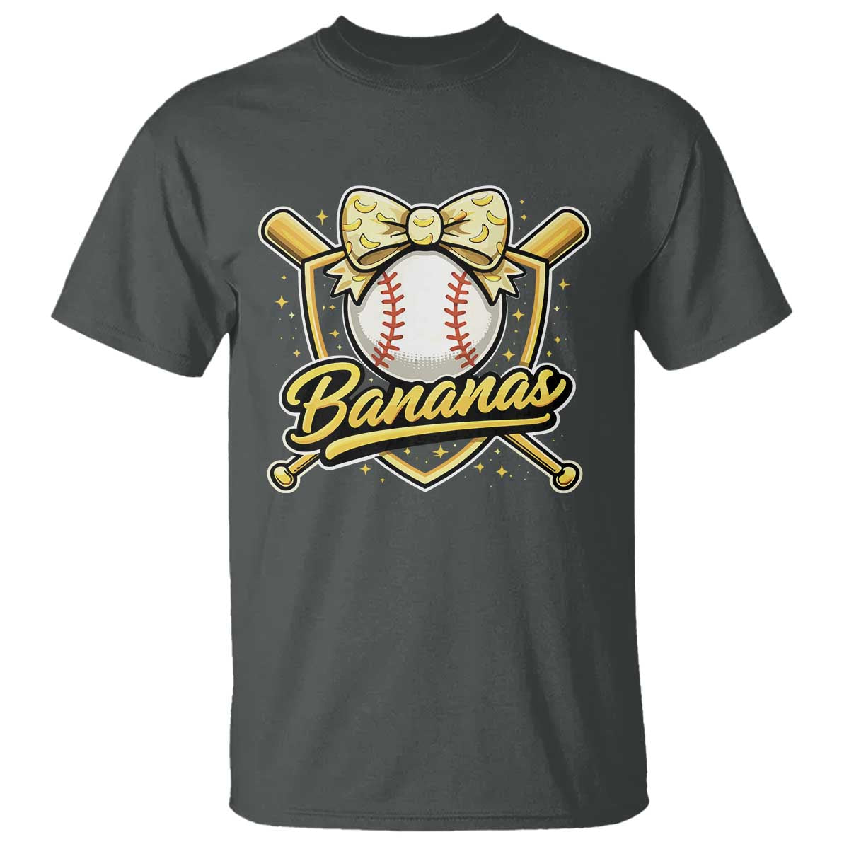 Bananas Coquette Bow T Shirt Baseball Bats Banana Lovers Women Girls Kids TS10 Dark Heather Print Your Wear