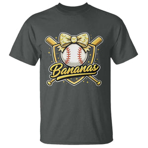Bananas Coquette Bow T Shirt Baseball Bats Banana Lovers Women Girls Kids TS10 Dark Heather Print Your Wear