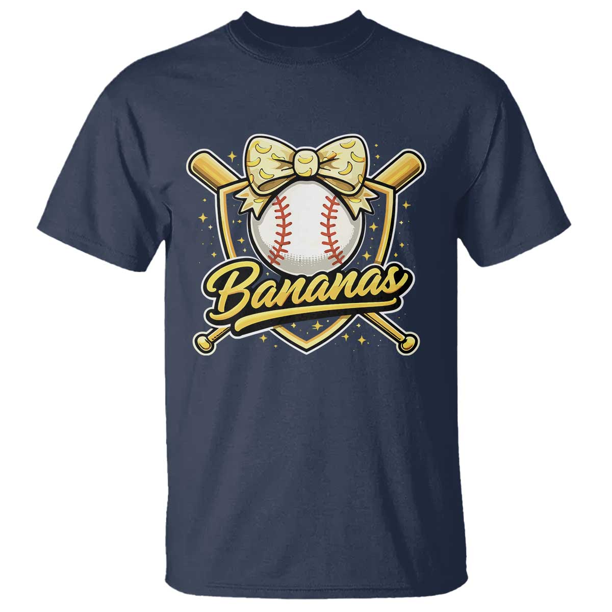 Bananas Coquette Bow T Shirt Baseball Bats Banana Lovers Women Girls Kids TS10 Navy Print Your Wear