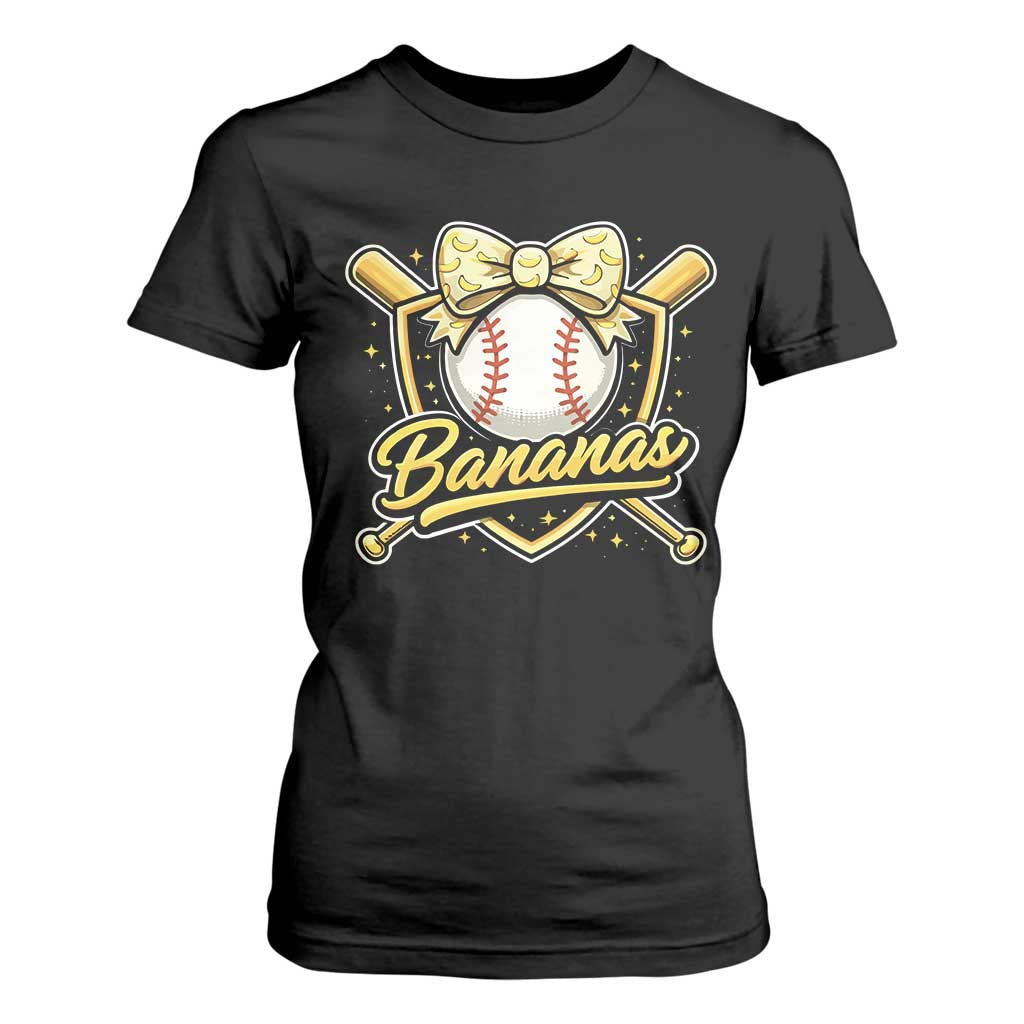 Bananas Coquette Bow T Shirt For Women Baseball Bats Banana Lovers Women Girls Kids TS10 Black Print Your Wear
