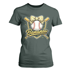 Bananas Coquette Bow T Shirt For Women Baseball Bats Banana Lovers Women Girls Kids TS10 Dark Forest Green Print Your Wear